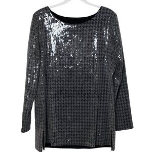 Chico's Top Large Houndstooth Sequin Shimmer Evening Holiday L